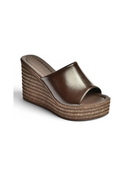Fox Shoes Y996559960 Kahverengi Rustik Dolgu Tabanlı Kadın Terlik