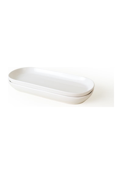 Beyaz Noyan Kayık Tabak 28 Cm 2 Adet 006