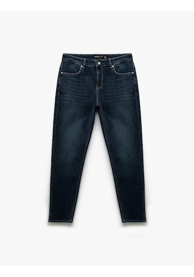 Koton Pamuklu Normal Bel Tapered Fit Jean Pantolon Koyu İndigo 6wam40075nd İndigo