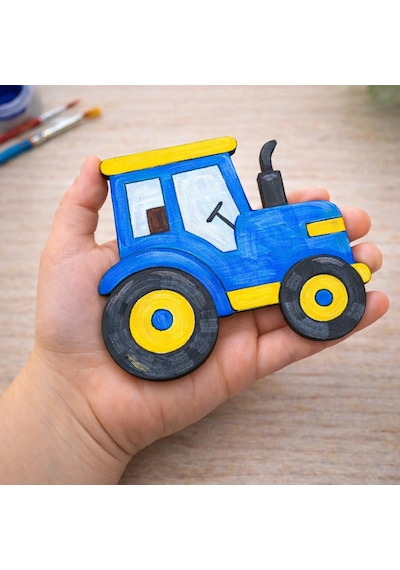 Çiftlik Temalı Ahşap Boyama Etkinlik Seti Eğitici Çocuk Aktivite + Fırça + Akrilik Boya Kreş Okul