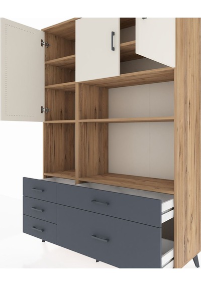 Hyperion Dolap 8 Raflı 5 Çekmeceli 3 Kapaklı 132x44x195 Çam-aytaşı/antrasit Aytası/antrasıt Hyperion Dolap 8 Raflı 5 Çekmeceli 3 Kapaklı 132x44x195 Çam-aytaşı/antrasit Aytası/antrasıt