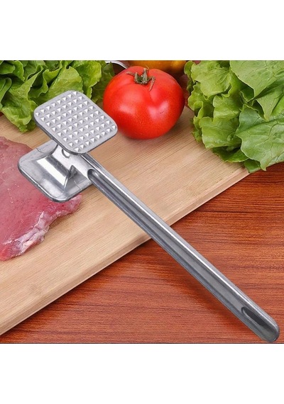 Çift Taraflı Biftek Et Döveceği Tırtıklı Ve Düz Çekiç Tipi 24 Cm Alüminyum Metal