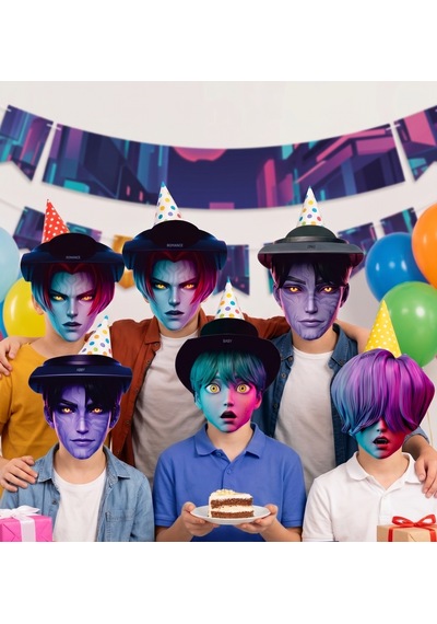 K Pop Saja Boys Huntrix Demon Hunters Karton Maske 6'lı Parti Doğum Günü Maske Seti
