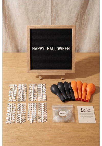 Cadılar Bayramı Halloween Süsleme Mini Set Siyah Keçe Yazı Panosu Standlı Balon Zincirli Tüm Yaşlar