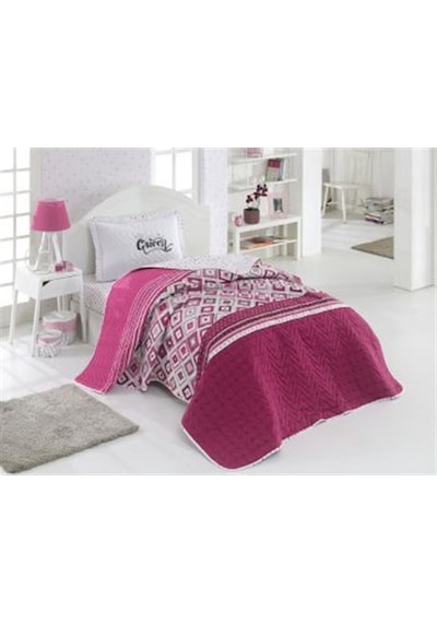 Clasy Tek Kişilik Genç Yatak Örtüsü Little Queen V2 Pembe