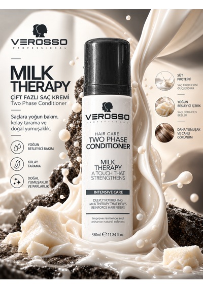 Verosso Milk Therapy Süt Proteinli İki Fazlı Durulanmayan Saç Bakım Spreyi 350 Ml