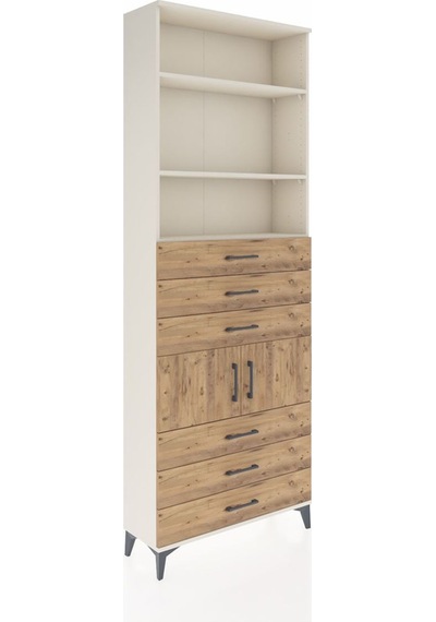 Arges Dolap 4 Raflı 6 Çekmeceli 2 Kapaklı 88x30x243 Aytaşı-çam Aytaşı