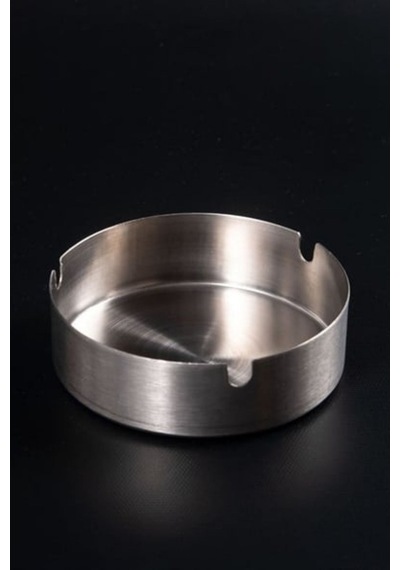 Paslanmaz Çelik Mini Mat Açık Yuvarlak Model Küllük Dekoratif Kül Tablası 8 Cm Küllük Metal Metalik