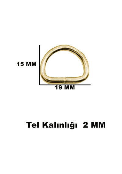 Anahtarlık Montaj Halkası D Çanta Bağlantı Halkası 19x15 Mm 100 Adet Gold Gold