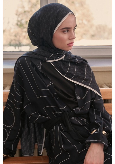 Carell Shine Monogram Floş Şal Siyah Çok Renkli