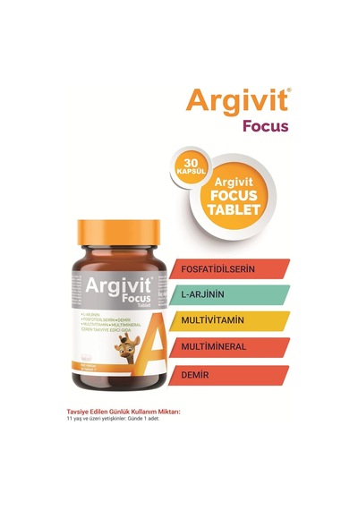 Ayrex Argivit Focus Larjinin, Fosfotidilserin, Demir, Multivitamin Ve Multimineral İçeren Tablet 30 Tablet