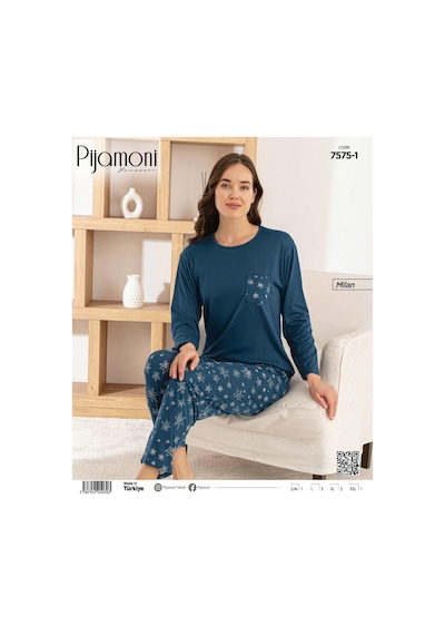 Pijamoni Kadın Milan Bisiklet Yaka Uzun Kol İnce Pijama Takımı 7575/1 - 1 Adet Petrol Pijamoni Kadın Milan Bisiklet Yaka Uzun Kol İnce Pijama Takımı 7575/1 - 1 Adet Petrol