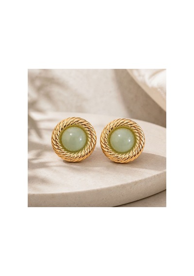 Mint Taşlı Burgu Çerçeveli Gold Küpe Mint - 886705171 Mint - 886705171 Mint