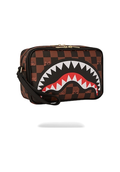 Sprayground Peeking Character Check El Çantası, %100 Vegan, Su Geçirmez Kahverengi - Siyah
