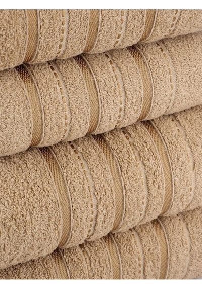 4 Lü Banyo Havlusu Seti Dora Bej - 70x140cm X2 / 50x90cm X2 Bej