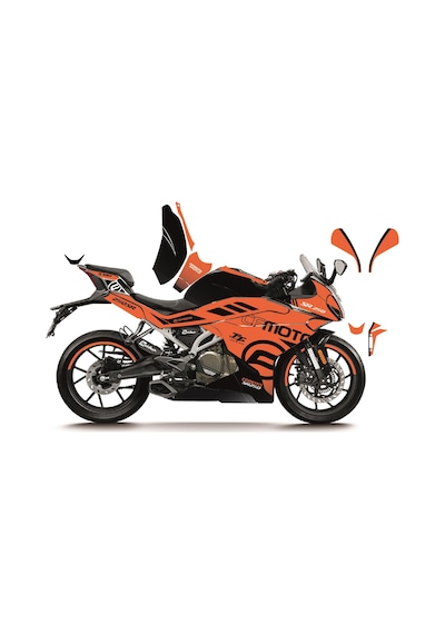 Cfmoto 250sr "turuncu - Siyah" Racıng Model Parçalı Motosıklet Kaplama Stıcker Etıket Modelı