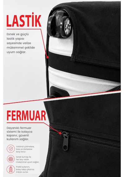 Viscofoam Valiz Bavul Koruma Kılıfı Kadife Kılıf - Siyah Ergo Travel