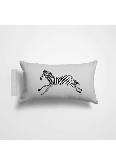 Gri Zebra Desenli Çift Taraflı Dekoratif Yastık Kılıfı 32 x 55 CM - Gri