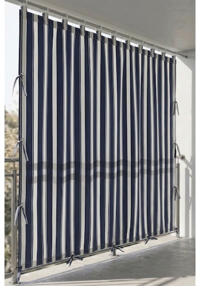 Ceylan Home Üstten Halkalı, 3 Tarafı Kuş Gözlü Bahçe Brandası Balkon & Teras Perdesi Gri Beyaz