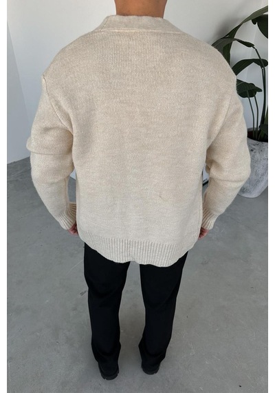 Krem Basic Soft Relaxed Hırka Krem