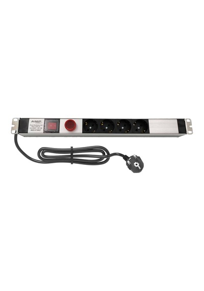 Amp Connect 19" 1u 4'lü Schuko Anahtarlı Volt/amper Gösterheli Kabinet Grup Prizi Pdu