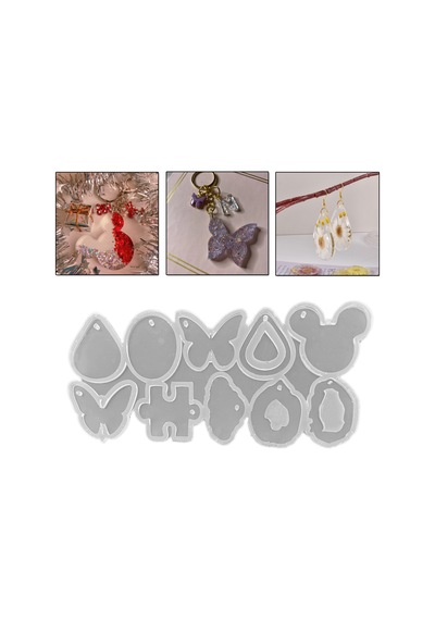 Epoksi Kalıbı Çoklu Figürler Damla Kelebek Mickey Mouse Kolye Ve Anahtarlık Kalıbı 10 Lu