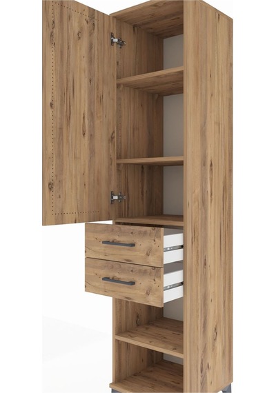 Hyperion Dolap 4 Raflı 2 Çekmeceli Tek Kapaklı 44x44x195 Çam-çam Çam
