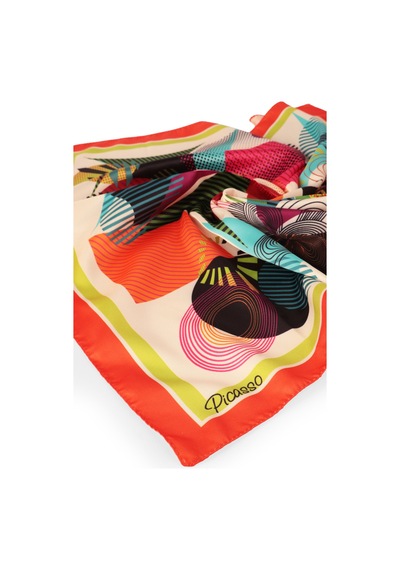 Inno 60x60 Cm Premium Saten Desenli Dikişli Fular Metalik