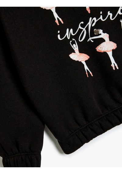 Koton Baskı Detaylı Uzun Kollu Kapşonlu Sweatshirt Siyah 5wkg10661ak Siyah