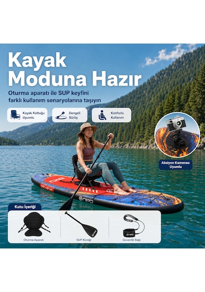 Npo Flow Stone 350x84x15cm Şişme Premium Sup Paddle Board 162kg Kürek Pompa Çanta Koltuklu Full Set
