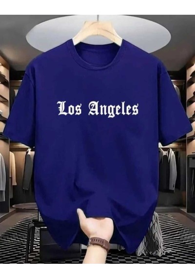 Kozia Outdoors Malkoçbey Los Angeles Baskılı Oversize Unisex Basic O Yaka T-shirt Lacivert