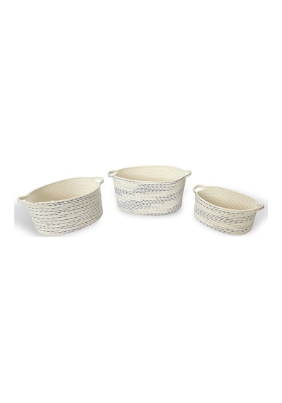 Koçtaş Pamuklu Örgü Sepet Beyaz Mavi 41 x 29 x 20 Cm Çok Renkli