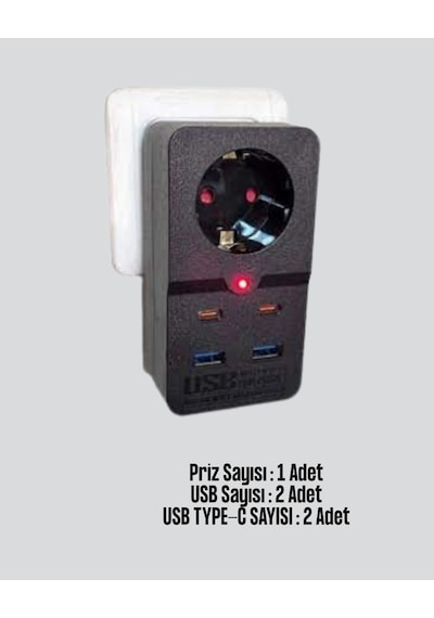 Isıya Dayanıklı Pc Gövdeli Akım Korumalı Priz 4 Usb 1