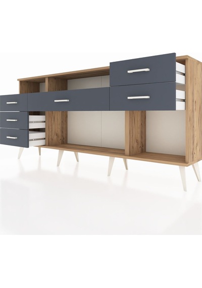 Arges Konsol 2 Raflı 6 Çekmeceli 176x30x83 Çam-antrasit/antrasit Antrasit/antrasit Arges Konsol 2 Raflı 6 Çekmeceli 176x30x83 Çam-antrasit/antrasit Antrasit/antrasit