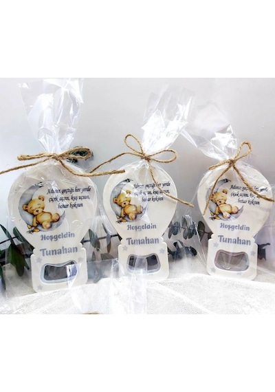 Yeni Doğan Bebek Buzdolabı Magnet Yıldızda Uyuyan Ayıcı 30 Adet