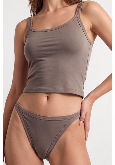 Auw Kadın Yanları İnce Pamuklu Modal Slip Külot 6'lı - Softfit Vizon