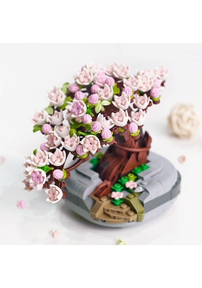 Loz 1661 Ebedi Çiçek Pembe Sakura Kiraz Ağacı Saksı Bitki 3d Modeli Dıy Mini Bloklar Tuğla Yapı Oyuncak Hiçbir Kutu