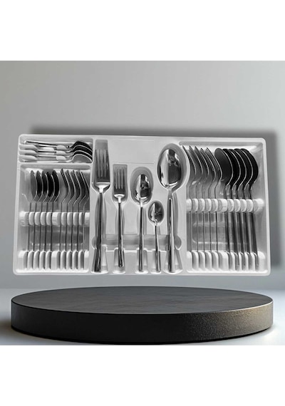 30 Parça 6 Kişilik Çatal Kaşık Seti Sade Model 18/0 Kalite Kutulu Paslanmaz Çelik