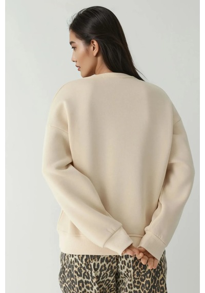 Hiccup Rahat Hayvan Nakışlı Şardonlu Bisiklet Yaka Hoodie Natural