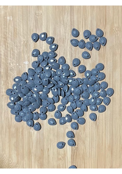 Gri Rengi Oya, Abiye, Takı, Örgü Plastik Gözyaşı Damla Boncuk. 25gr. Tahmini 195 Adet.