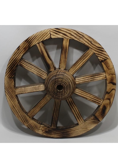 Otantik Ahşap At Arabası Tekeri 50 Cm.(Ahşap Yakma) Diğer