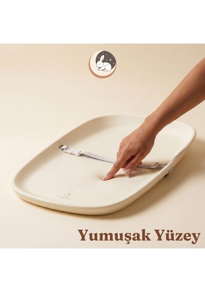 Lunalica Vela Kemerli Bebek Alt Değiştirme Matı Bej - Kolay Silinir - Su Geçirmez - Yenidoğan Ve Bebek İçin Şifonyer Üstü Alt Açma Pedi Minderi