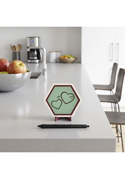 Romantik İkili Kalp Desenli Masaüstü Aksesuarı Çalışma Masalarınız İçin Modern Ve Şık Bir Dekoratif Obje 10x10 Cm, Açık Yeşil