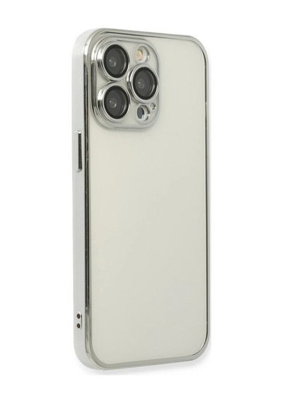 Apple iPhone Uyumlu  13 Pro Max Uyumlu Kılıf Lensli Silikon - Gümüş