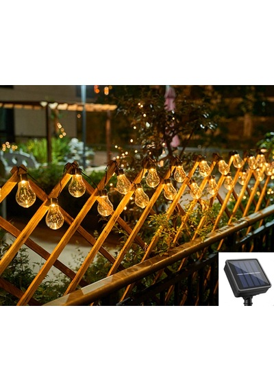 Güneş Enerjili Led 20 Ampullü Bahçe Led Işık Zinciri Dekoratif Dış Mekan Aydınlatma 3 Metre 8 Mod 1