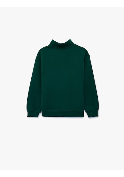 Koton Baskılı Şardonlu Pamuklu Fermuar Detaylı Uzun Kollu Dik Yaka Sweatshirt Yeşil 7wkb10311tk Koton Baskılı Şardonlu Pamuklu Fermuar Detaylı Uzun Kollu Dik Yaka Sweatshirt Yeşil 7wkb10311tk