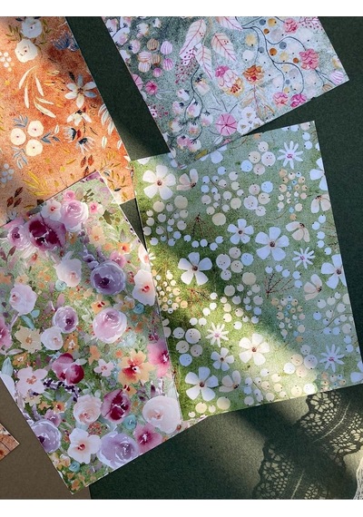 Vintage Eskitme Çiçekli Scrapbook Kağıdı, Bullet Journal Ajanda Genel