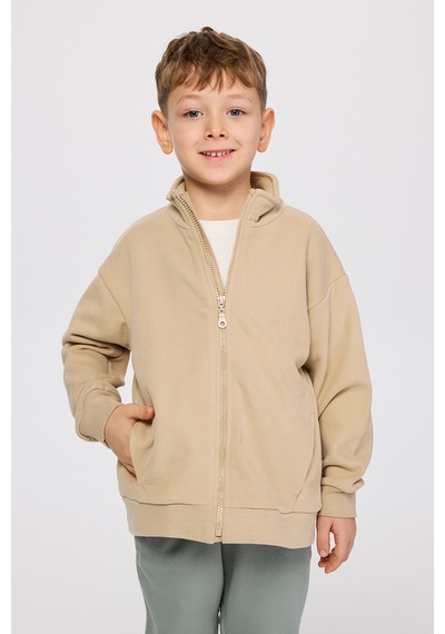 Panço Erkek Çocuk Fermuarlı Bej Sweatshirt Krem