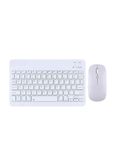 Şık Tasarımlı Bluetooth Kablosuz Klavye Ve Mouse Seti Android, İos Ve Windows Uyumlu Şarj Edilebilir, Taşınabilir Ve Sessiz Tuşlu Set Beyaz Diğer