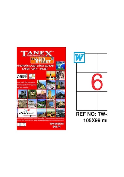 Tanex Lazer Etiket 105x99MM Tw-2303 100Lü